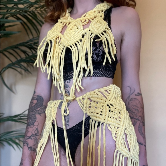 Handmade Macrame Skirt Poncho Set - Picture 7 of 11